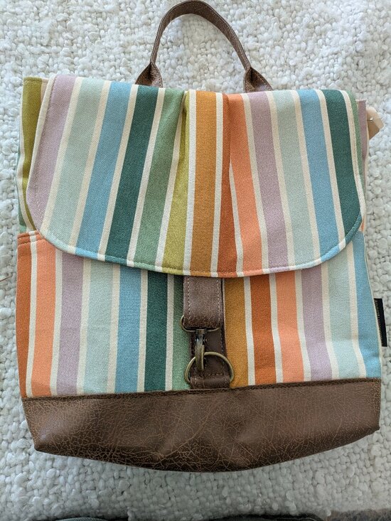Rebekah Scott Designs Convertible Backpack Bag Multicolor Stripe Canvas